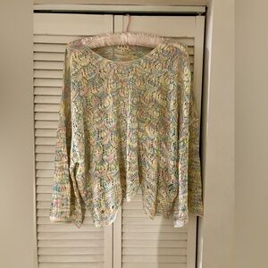 Pol Open Crochet Knit Rainbow Top
